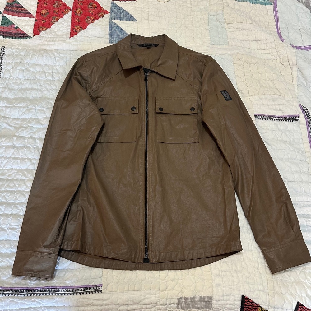 Belstaff Zip-Up Overshirt Jacket Bronze Brown Large